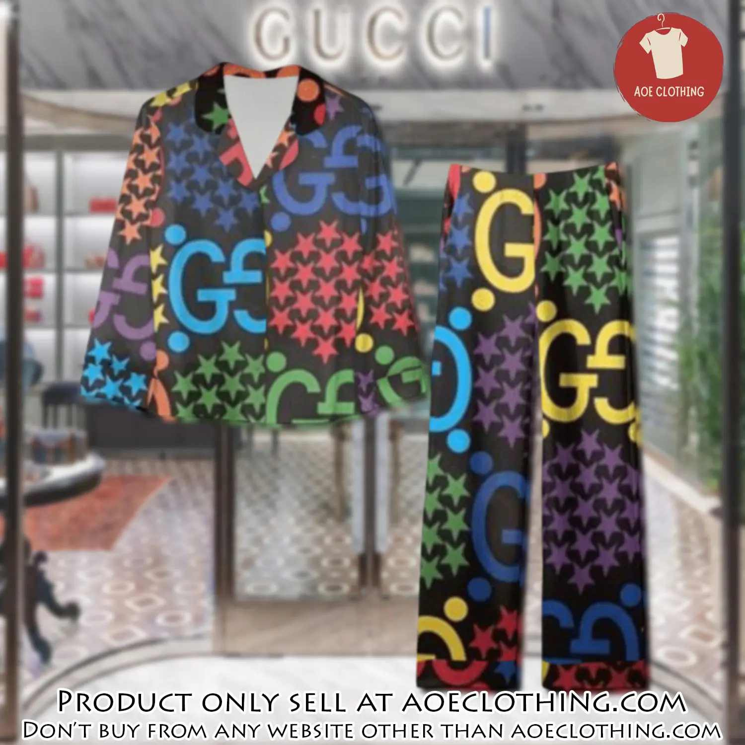 Trending luxury gc satin pajama set pjs1059 aoe2602399